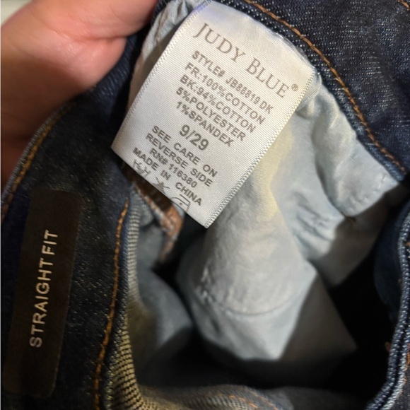 Judy Blue Straight Fit Distressed Blue Jeans - Picture 3 of 4